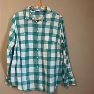 Light Green and White Plaid Shirt